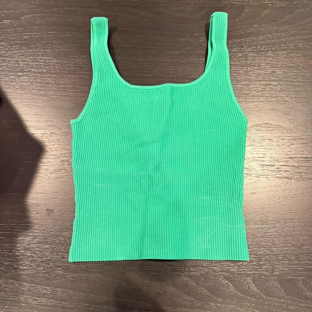 Babaton Vibrant Green Ribbed Tank Top